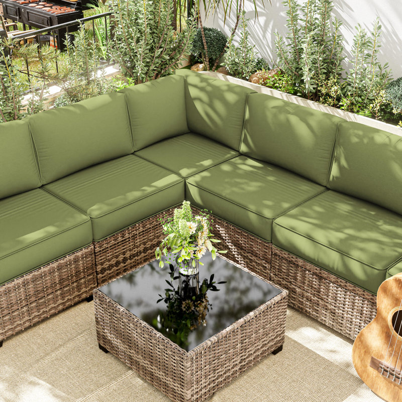 14-Piece Outdoor Seating Group Cushion Cover, Only Covers, Light Green