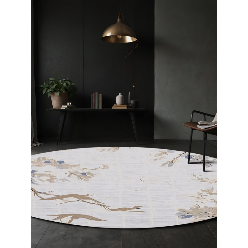 Tapis blanc soyeux et moelleux, Rond 4 pi