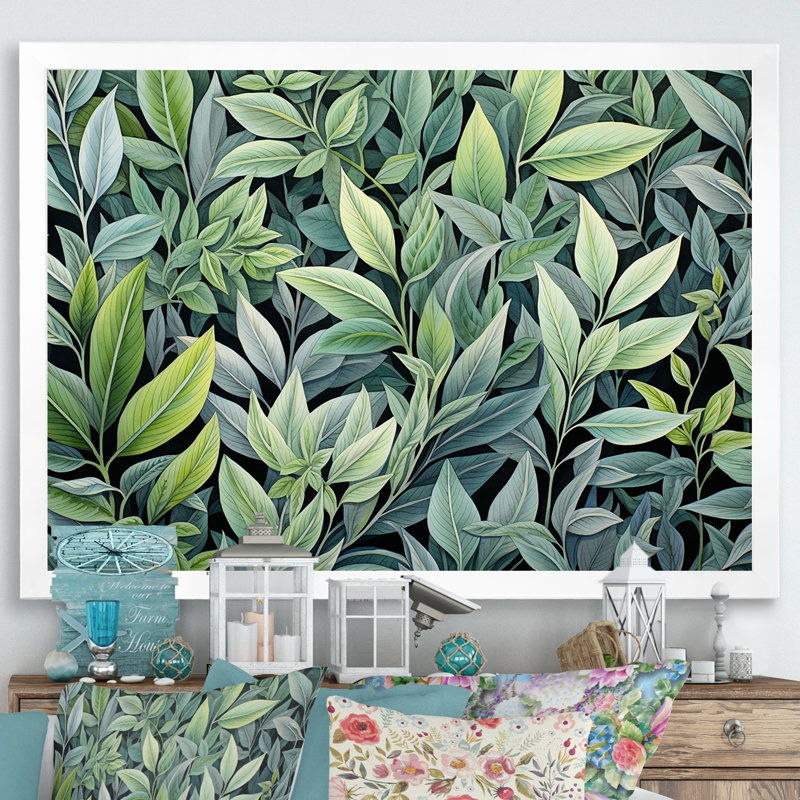 Herbes, sauge, sagesse 2, art floral, H 16 po x l 32 po x P 1 po, Cadre flottant brun