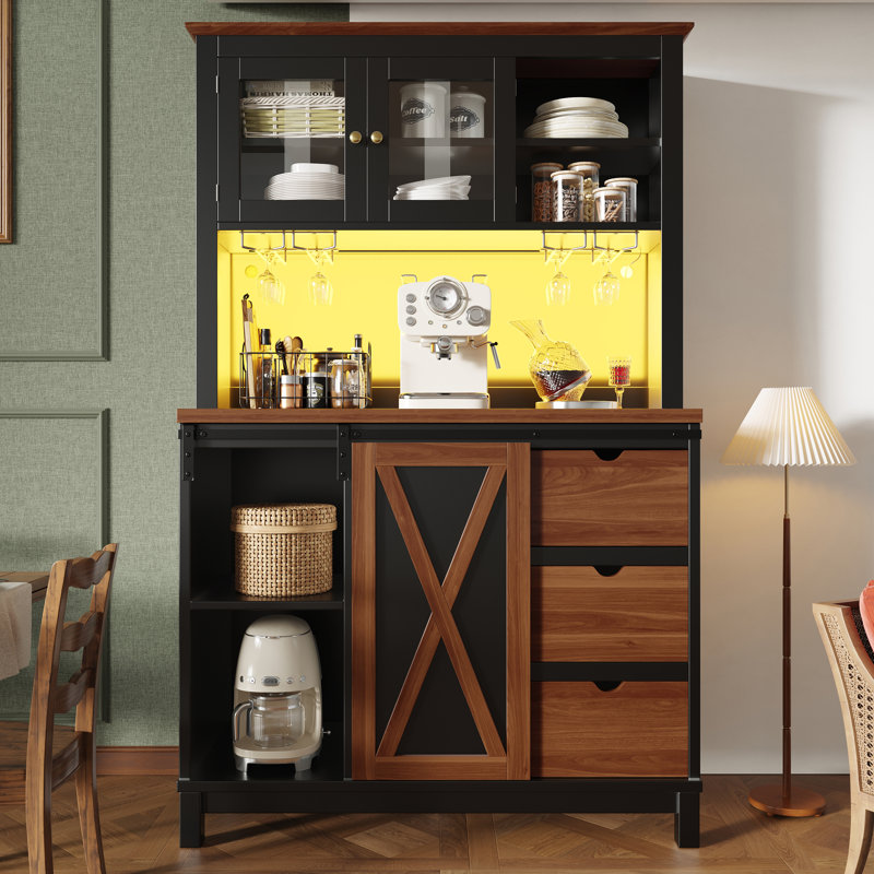 180cm Kitchen Pantry, Black