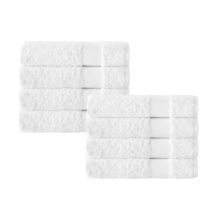 Ensemble de 8 serviettes en coton turque à motif de débarbouillettes Pinheiro