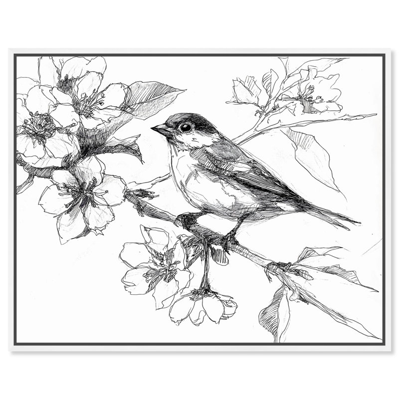 «Botanical S Croquis II», reproduction d'art sur toile par Art Remedy, H 16 po x l 20 po, Cadre argenté