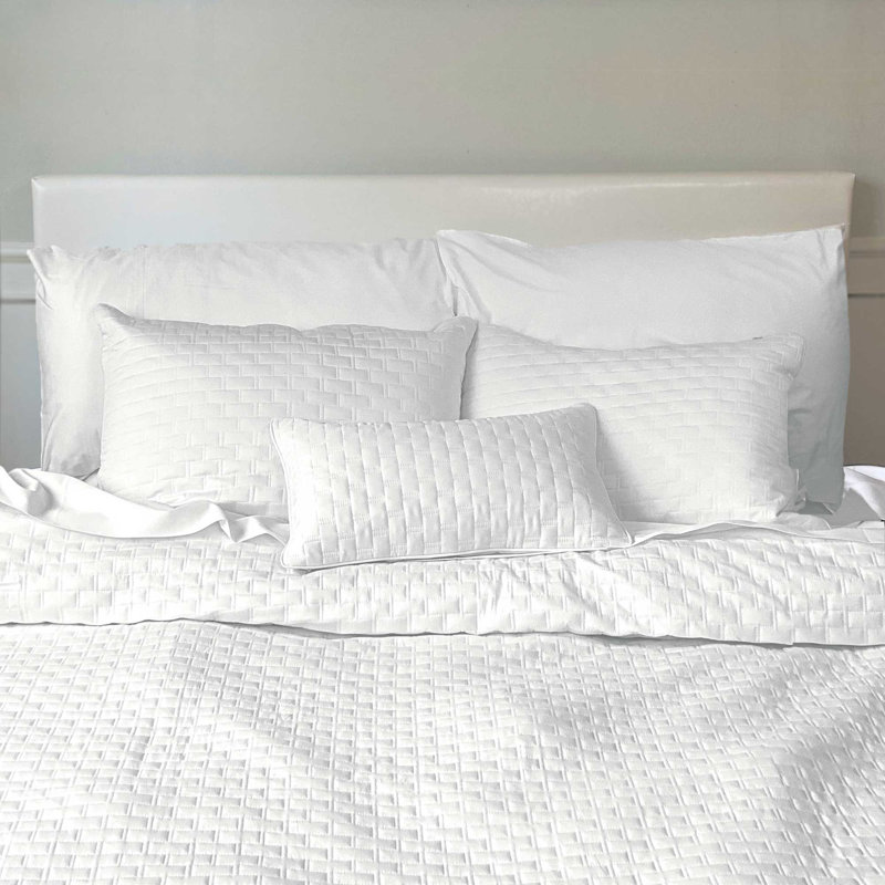 Snow White Bamboo Cotton Quilted Queen Coverlet Set