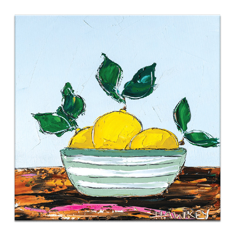 Lemon Lady by Angela Hawkey - Painting, Wrapped Canvas, 41cm H x 41cm W x 3cm D