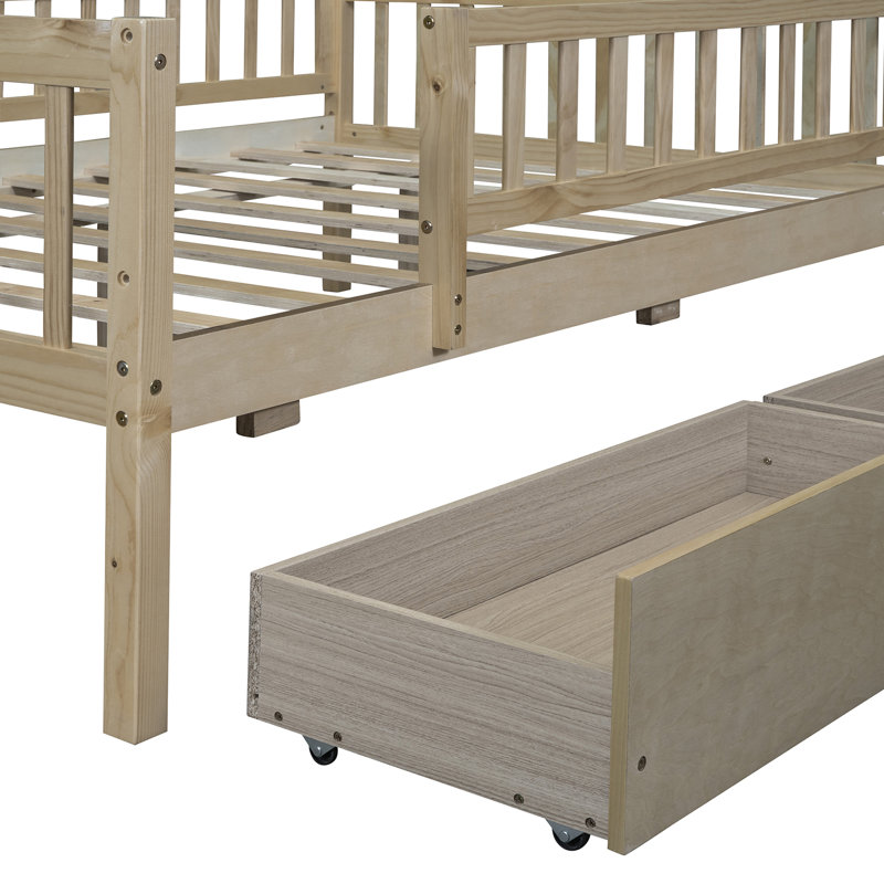 Daybed Wood Bed With Two Drawers, Cream, Full