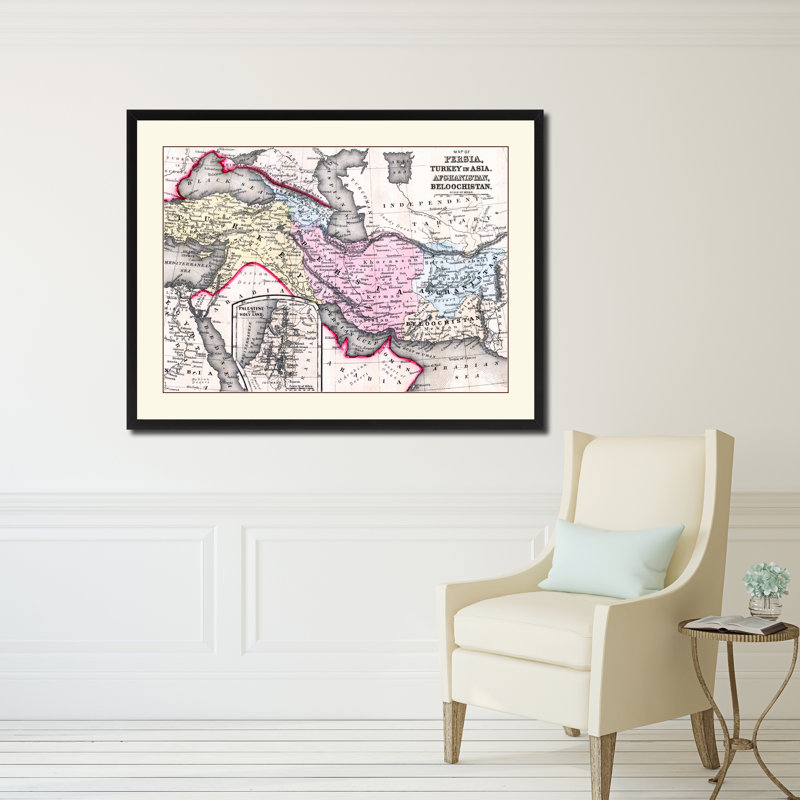 Perse, irak, iran, afghan, carte rétro, art mural, 16 x 21