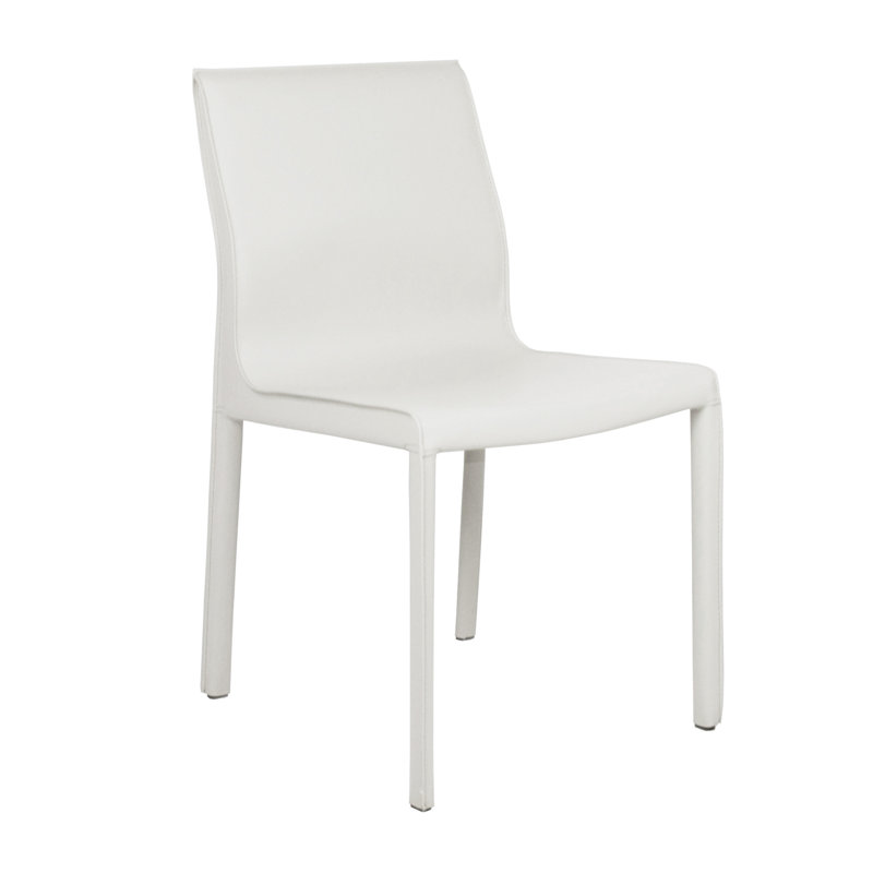 Chaise rembourrée en cuir Kupang, Blanc