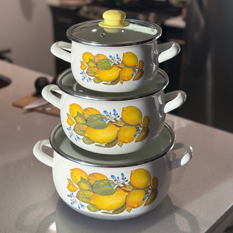 Ensemble de 3 casseroles à fond juteux avec couvercle en verre