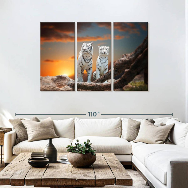 Brampt Wild White Tigers, 48" H x 74" W