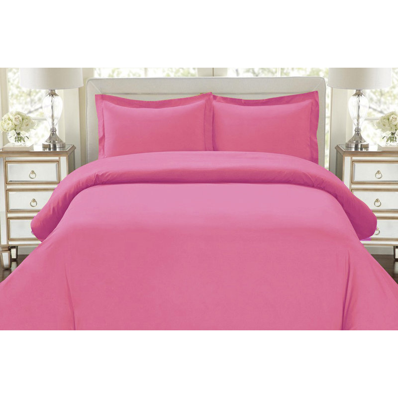 Ensemble de housse de couette réversible en microfibre à densité de tissage 1500 avec taies décoratives, Rose clair