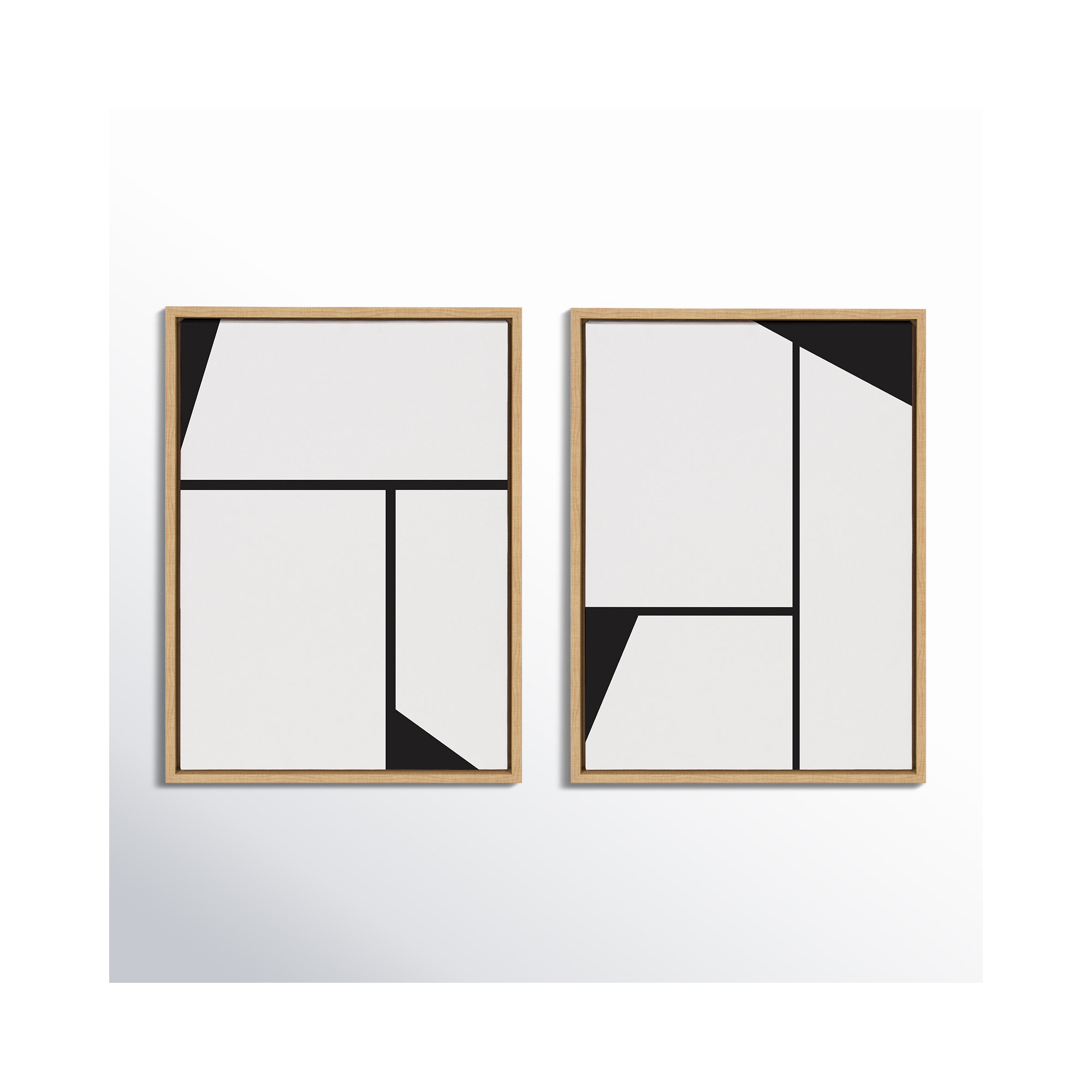 Bauhaus Sleek Abstract Art, Natural Frame, 24" W x 18" H