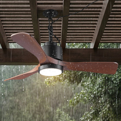 Vaczon 42" IP54 Waterproof Plug-in Smart Propeller Ceiling Fan with Dimmable 3CCT LED Lights 6-Speed Reversible DC Motor Timer Remote and APP Control