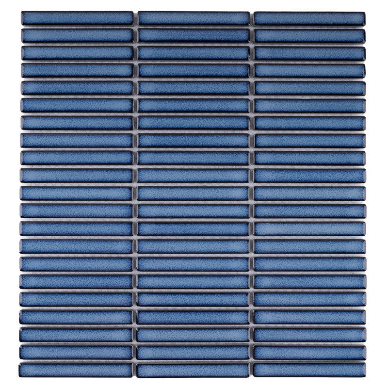 Porcetile 11.2 in. x 11.91 in. Stacked Porcelain Mosaic Wall and Floor Tile, Reactive Ocean