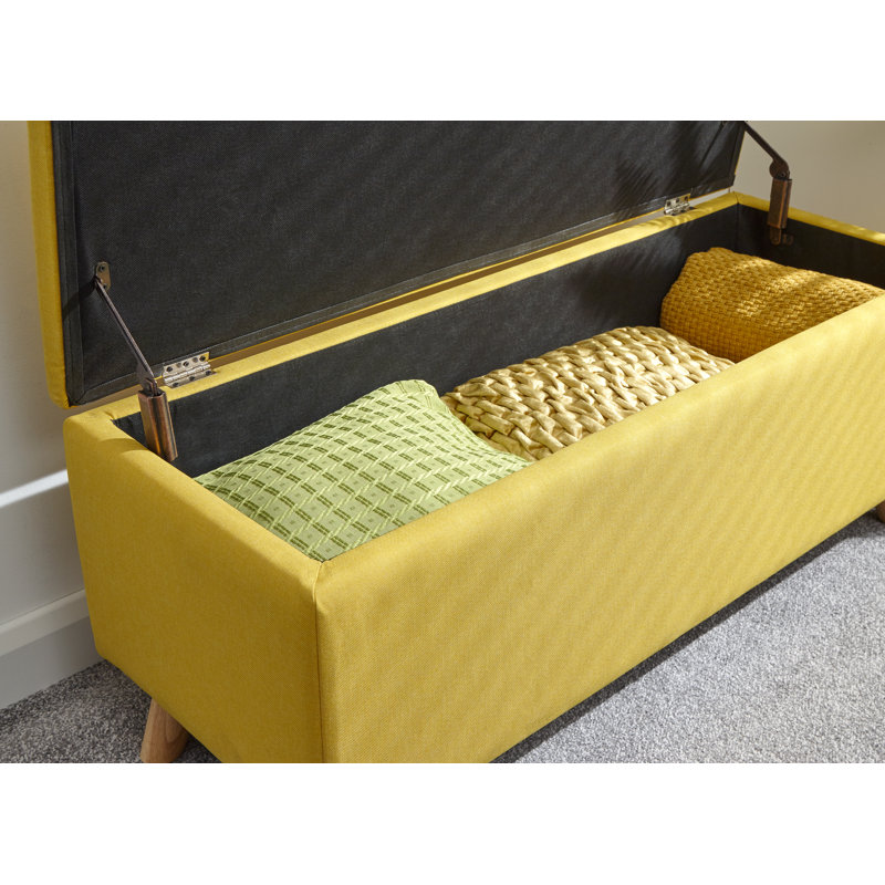 Caver 98cm Wide Rectangle Solid Colour Ottoman with Storage, Mustard