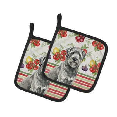 Gray Briard Vegetables Pair of Pot Holders