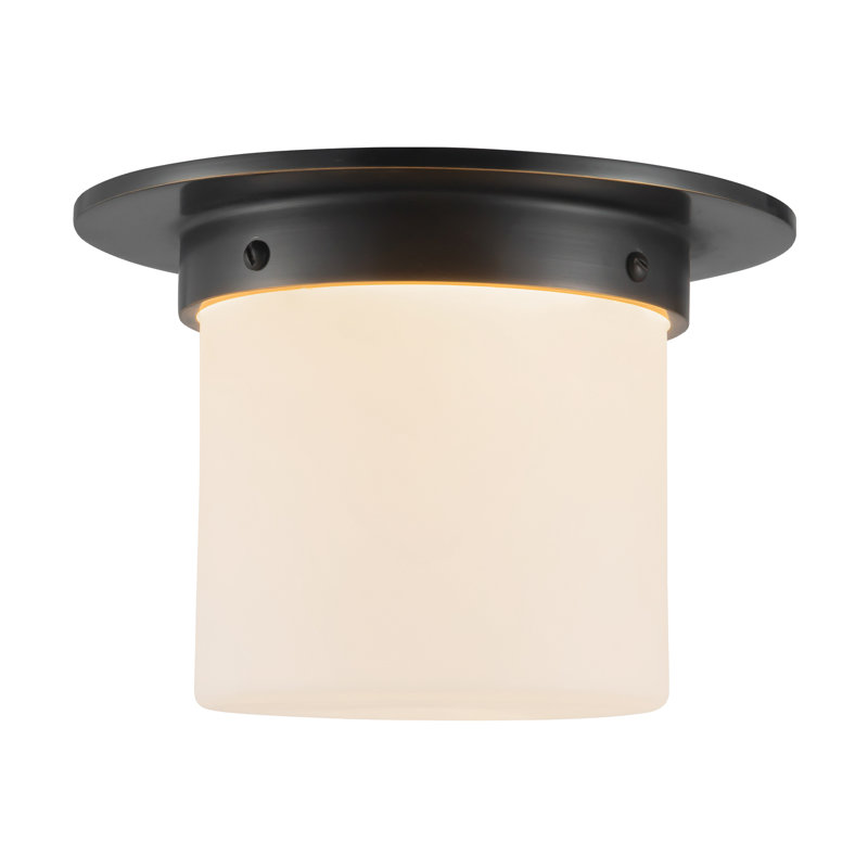 Mineral 8-in Brass Flush Mount, Oil Rubbed Bronze, Opal Glass