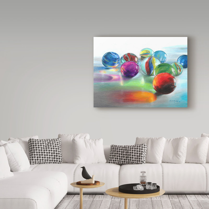 «Red Marble» par Carla Kurt - reproduction d'art sur toile tendue, H 24 po x l 32 po x P 2 po