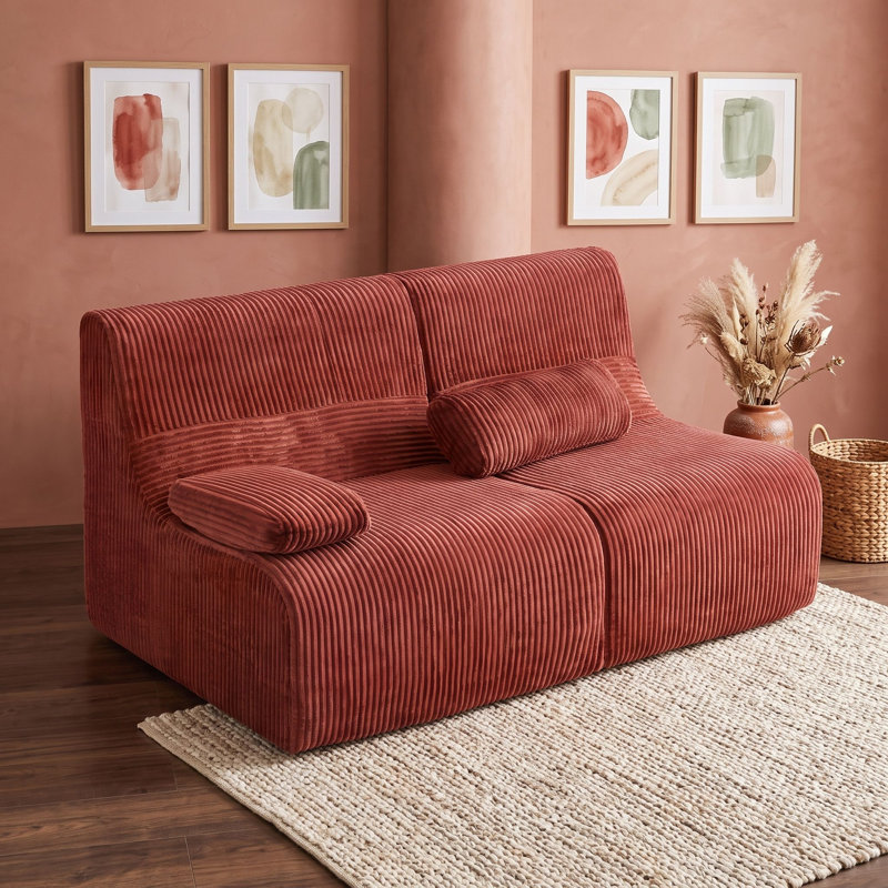 Causeuse modulaire moderne en velours côtelé, Red