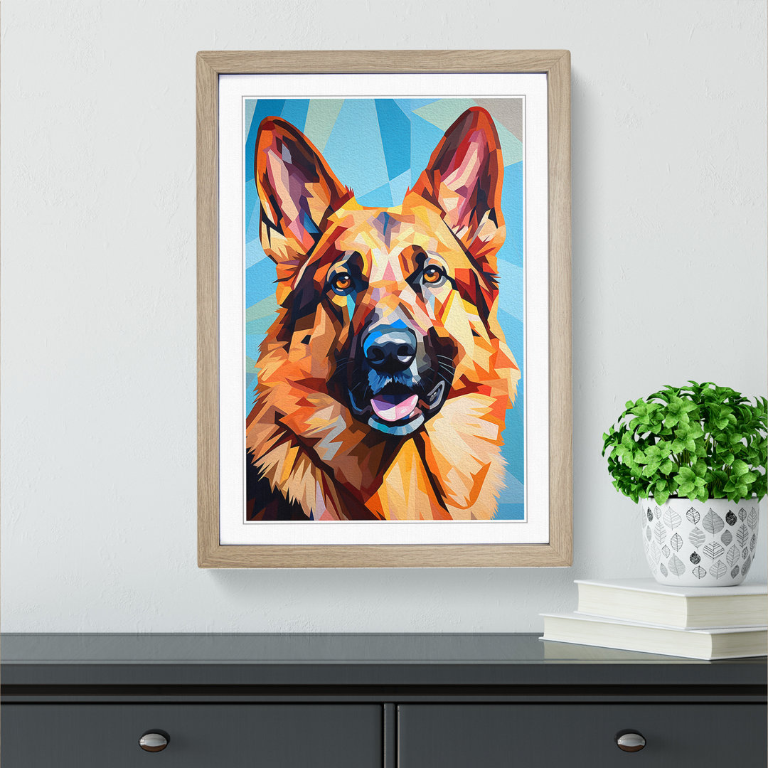 German Shepherd Cubism - Print