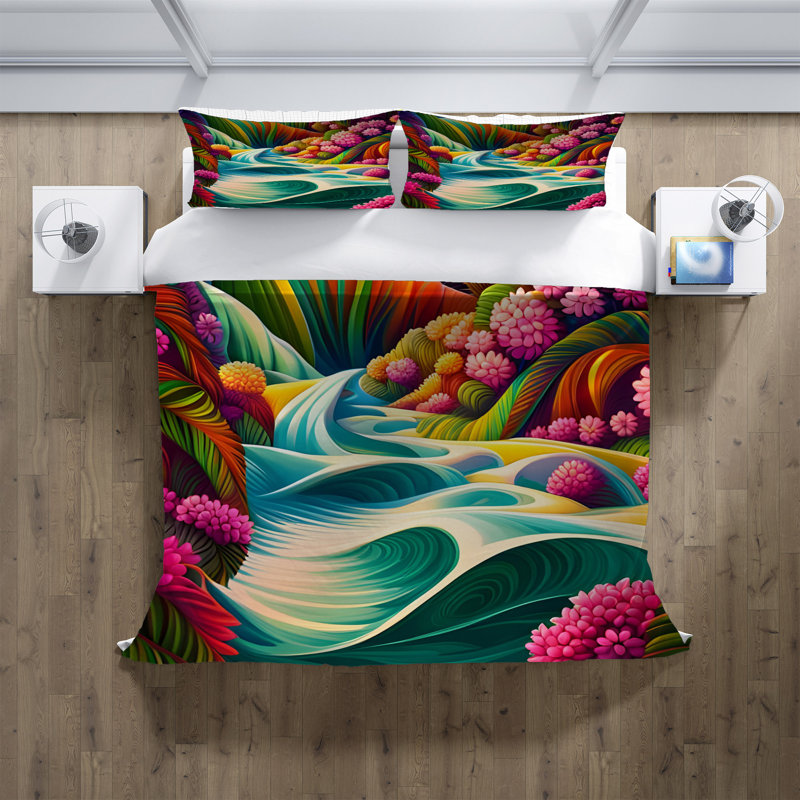 Polyester Abstract Duvet Cover, Twin Duvet Cover + 1 Queen Sham