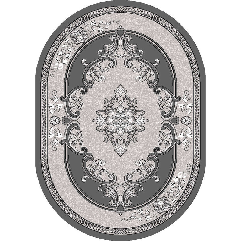 Tapis oriental gris / gris Ramsel, Ovale 6 pi 6 po x 9 pi 2 po