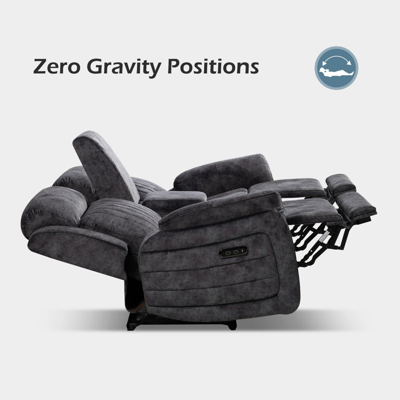 Zero Gravity Power Reclining Loveseat with Adjustable Headrest, recliner loveseat with console, USB & Type-C Ports for Living Room - Easy Assembly