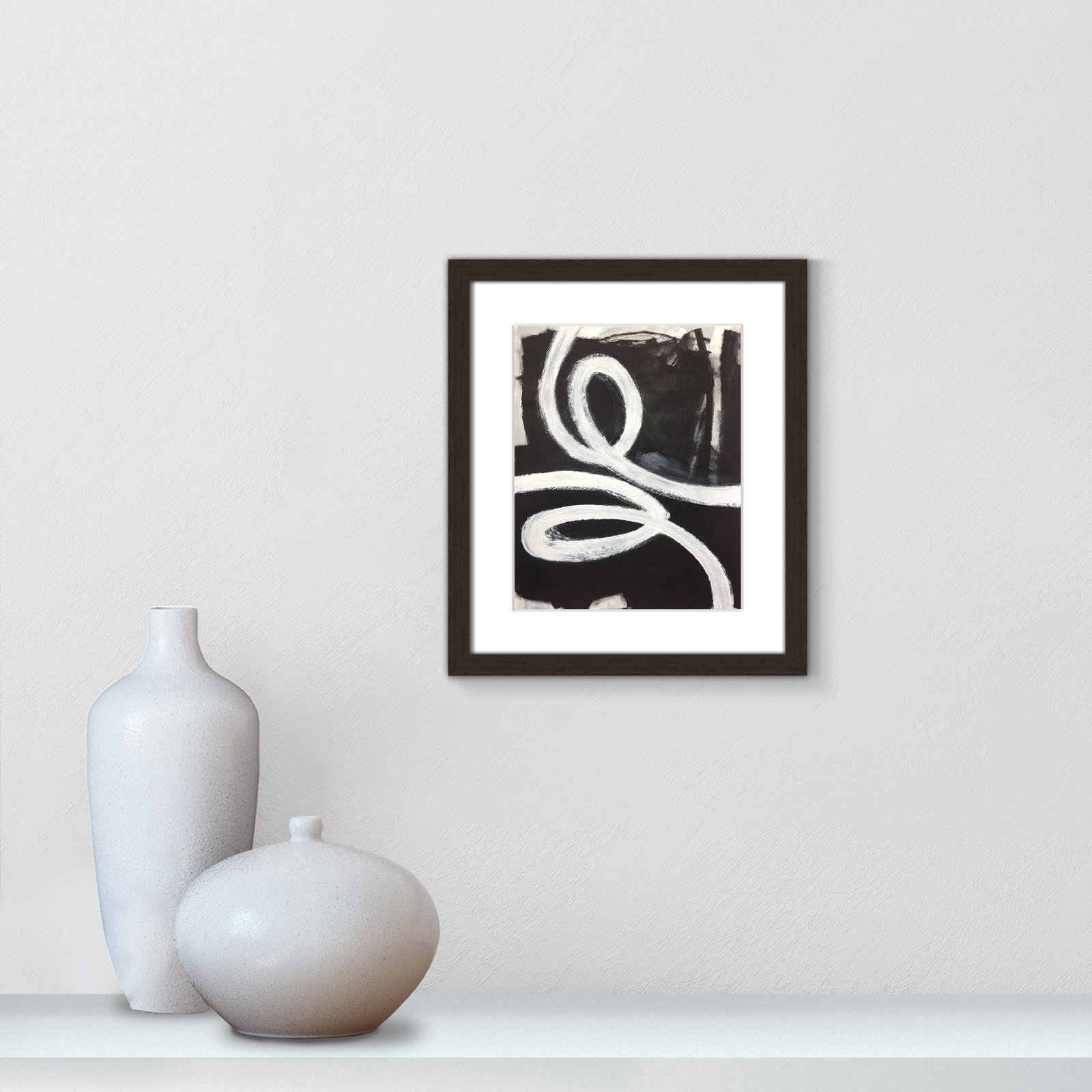 Bronte "Swirly Swirls I" Print, 15" H x 13" W x 2" D, Walnut Box Framed, Yes