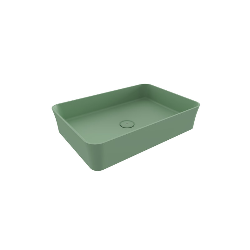 Sottile Slim Line Countertop Basin - 36x37cm, Matte Mint Green