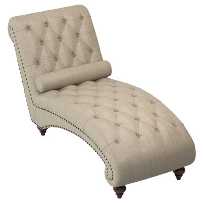 Chaise chic brune avec capitonnage à boutons, tissu texturé, structure en bois massif et coussin de soutien, revêtement en tissu moderne, base stable et confortable