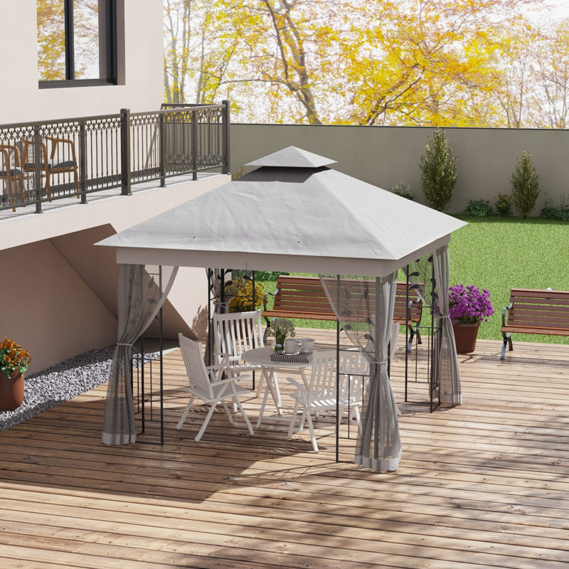 Outsunny 3 x 3(m) Garden Gazebo Marquee Tent Canopy Shelter Pavilion Grey
