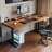 Light Walnut Rectangular Solid Wood Standing desk-577727528