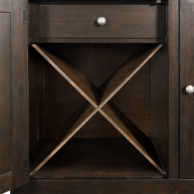 Alpha Dark Brown Solid Wood Sideboard with Wine Storage