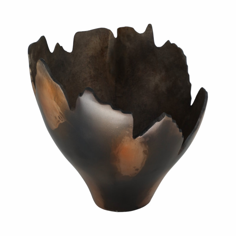 Decorative Vase Metal Aluminum Abstract Organic Cut for Home Office Bedroom Living Room Modern Transitional Decor - 11" Bronze, Copper, Metallic