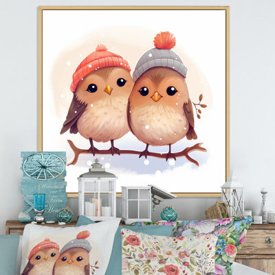 «Winter Winter Bird Lovers For Nursery II», art mural oiseau