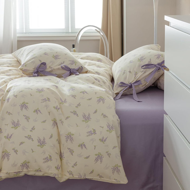 Ensemble d'édredon en microfibre à imprimé floral