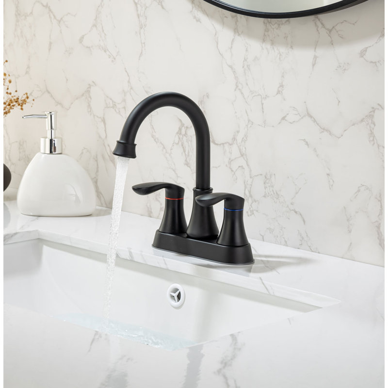 Robinet de salle de bain central avec ensemble de bonde pour lavabo, Noir mat