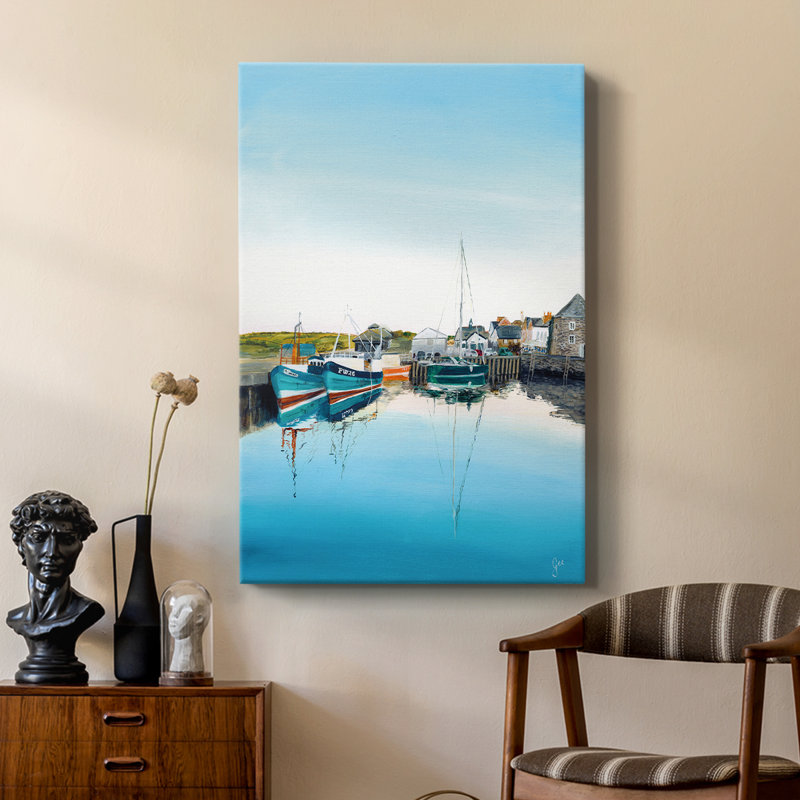 «Padstow Harbor», reproduction encadrée - galerie Cavas sur mesure, H 36 po x l 24 po