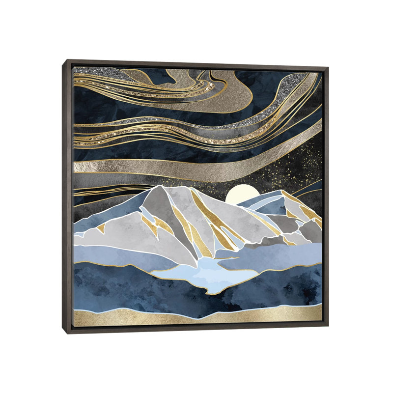 Ciel métallique - impression d'art graphique, Aucun mat, H 37 po x l 37 po x P 1,5 po, Toile encadrée de bois rustique foncé