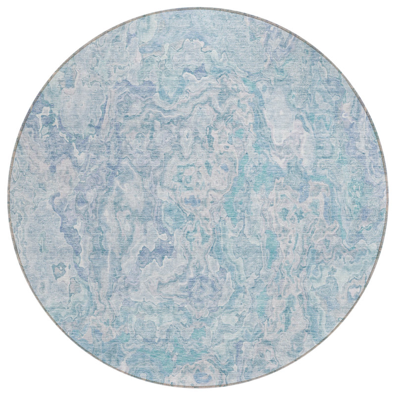 Malchow Washable Abstract Indoor / Outdoor Rug, Round 8'