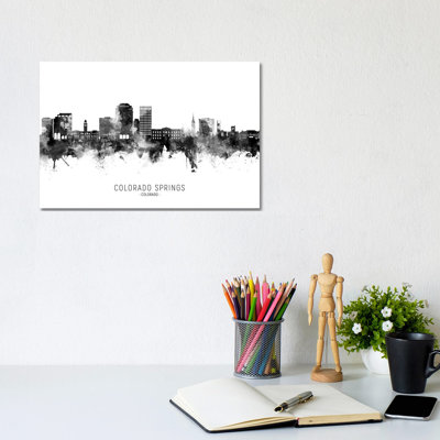 Colorado Springs Skyline Name BW by Michael Tompsett - Wrapped Canvas Gallery-Wrapped Canvas Giclée