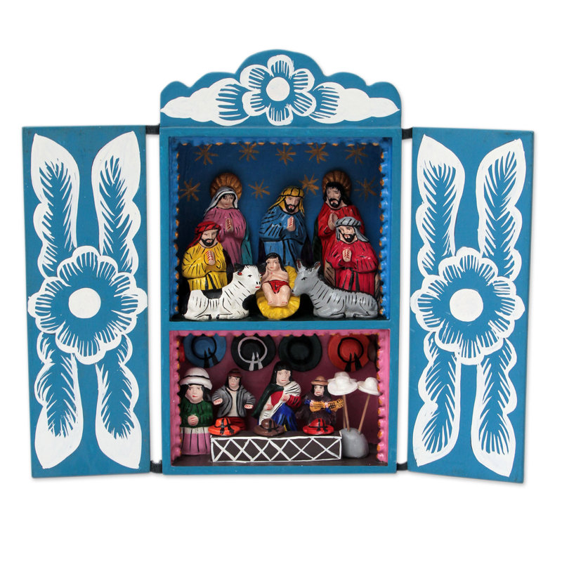 Ensemble de crèche retablo indien de noël à thème christian