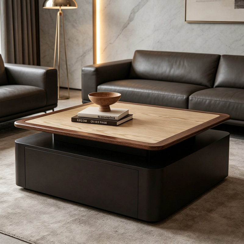 Table basse style français rétro, 13.77" H x 27.55" W x 27.55" D