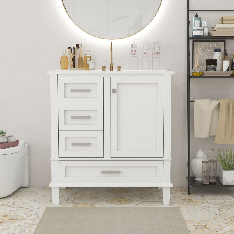 Ensemble de meuble-lavabo simple 30 po avec plateau Shamair, Blanc