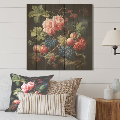 Peinture de la Renaissance d'un fruit du raisin II - fruits sur bois