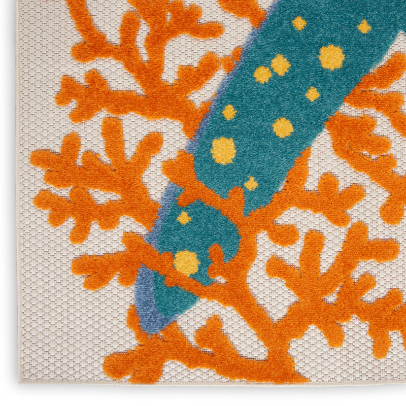 Tapis intérieur / extérieur tissé à la machine avec envers antidérapant A Advik, Rectangle 2 pi x 6 pi