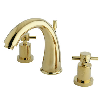 Kingston Brass Concord Two-Handle 3-Hole Deck Mount Widespread Bathroom Faucet with Brass Pop-Up Drain