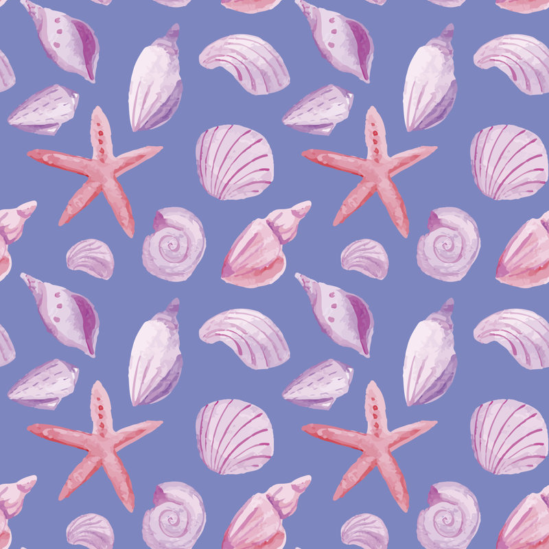 Sea Shells Watercolor by Shizayats - Wrapped Canvas Print, 30cm H x 30cm W