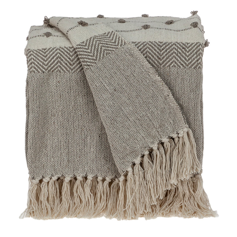 Parkland Collection Ishan Eclectic Beige 52" x 67" Woven Handloom Throw
