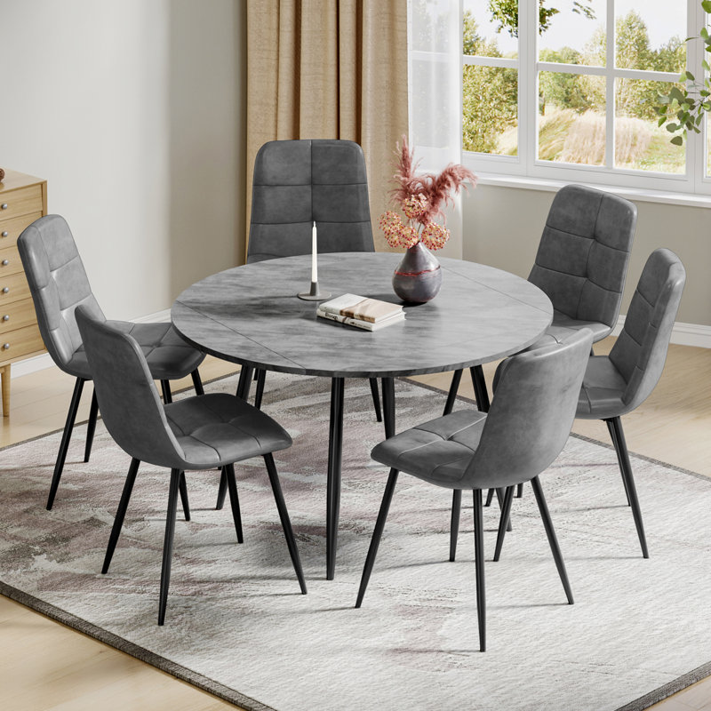 6 - Person Dining Set, Grey, Grey
