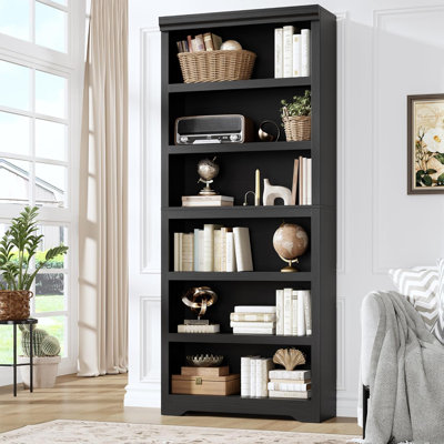Bibliothèque 75 pouces à 6 niveaux avec tablettes réglables, bibliothèque ouverte pour le bureau à domicile, le salon, le bureau ou le balcon